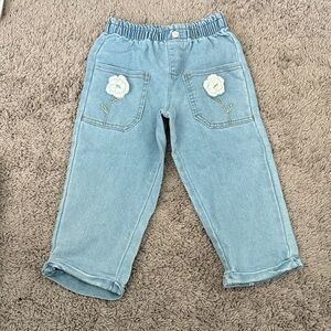 Kensie Light Blue Jeans with White Floral Design